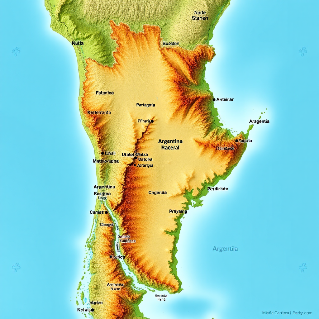 Mapa detallado de Argentina destacando las grandes distancias entre estaciones de servicio en regiones rurales de Patagonia y norte del país