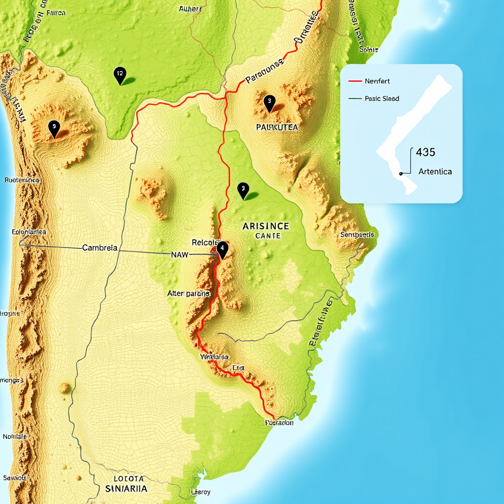 Interfaz de planificación de rutas mostrando paradas óptimas de combustible en mapa de Argentina
